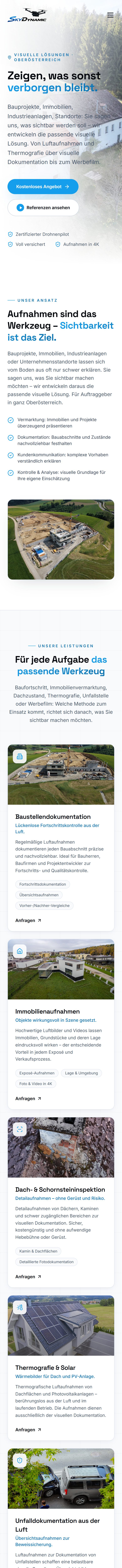 SkyDynamic – Drohnen & Luftaufnahmen – mobile Ansicht
