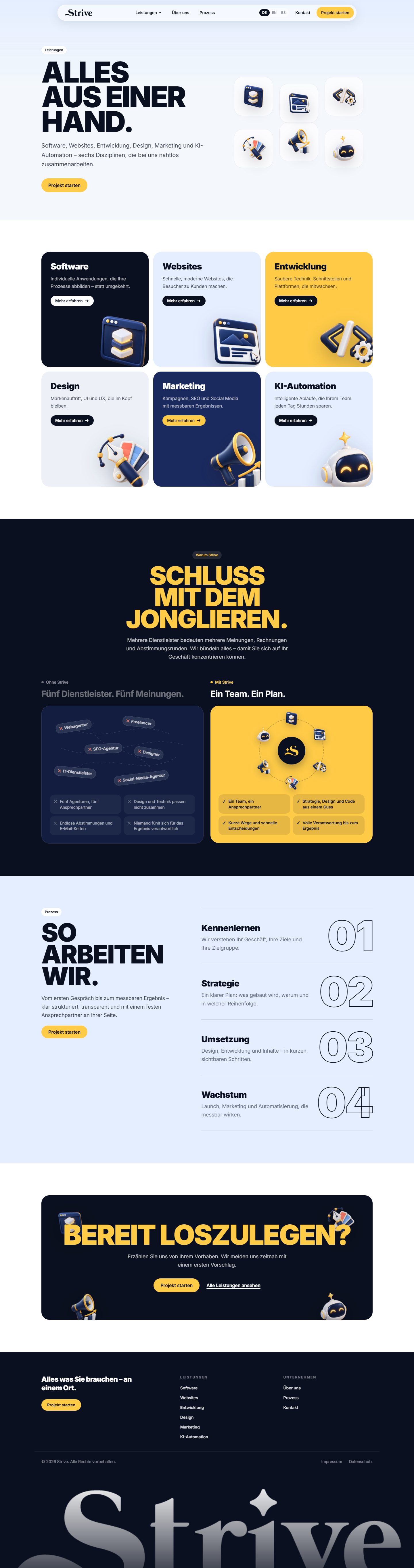 Strive – Portfolio-Website – Desktop-Ansicht